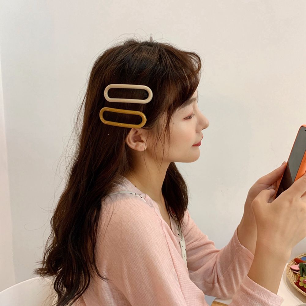 Kẹp Tóc Mỏ Vịt Hình Oval Bằng Nhựa Resin Màu Kẹo Ngọt Dễ Thương Cho Nữ