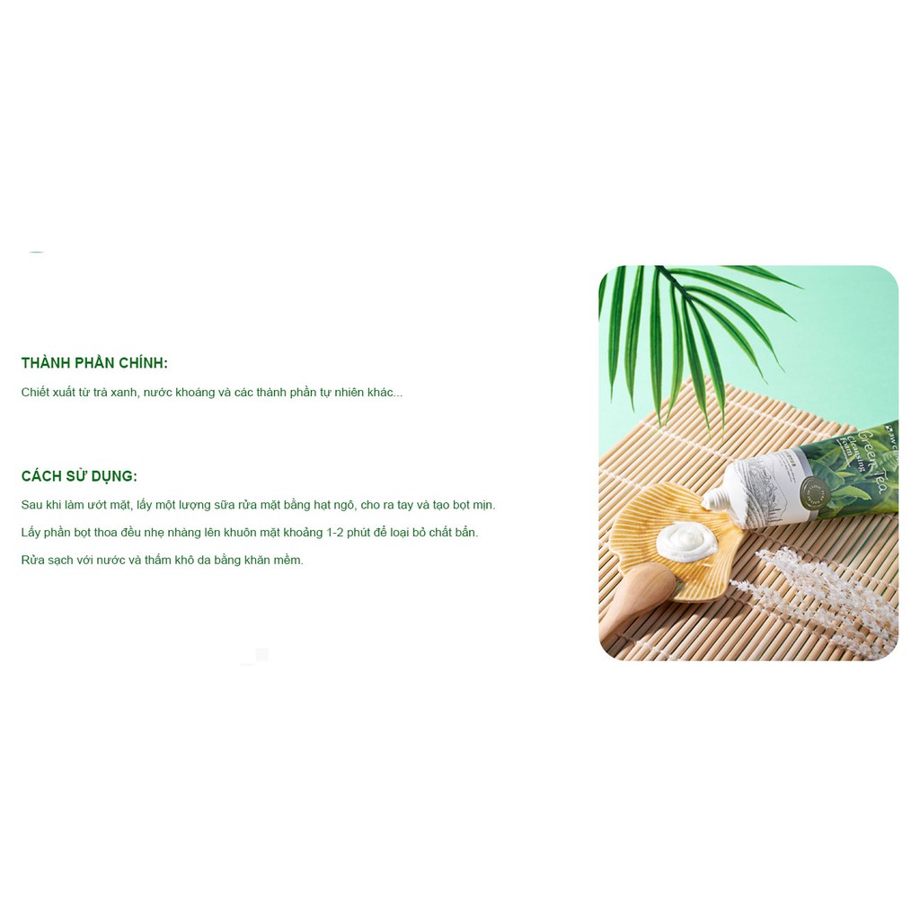 Sữa rửa mặt Trà xanh Green Tea Foam Cleansing 3W Clinic 100ml | BigBuy360 - bigbuy360.vn