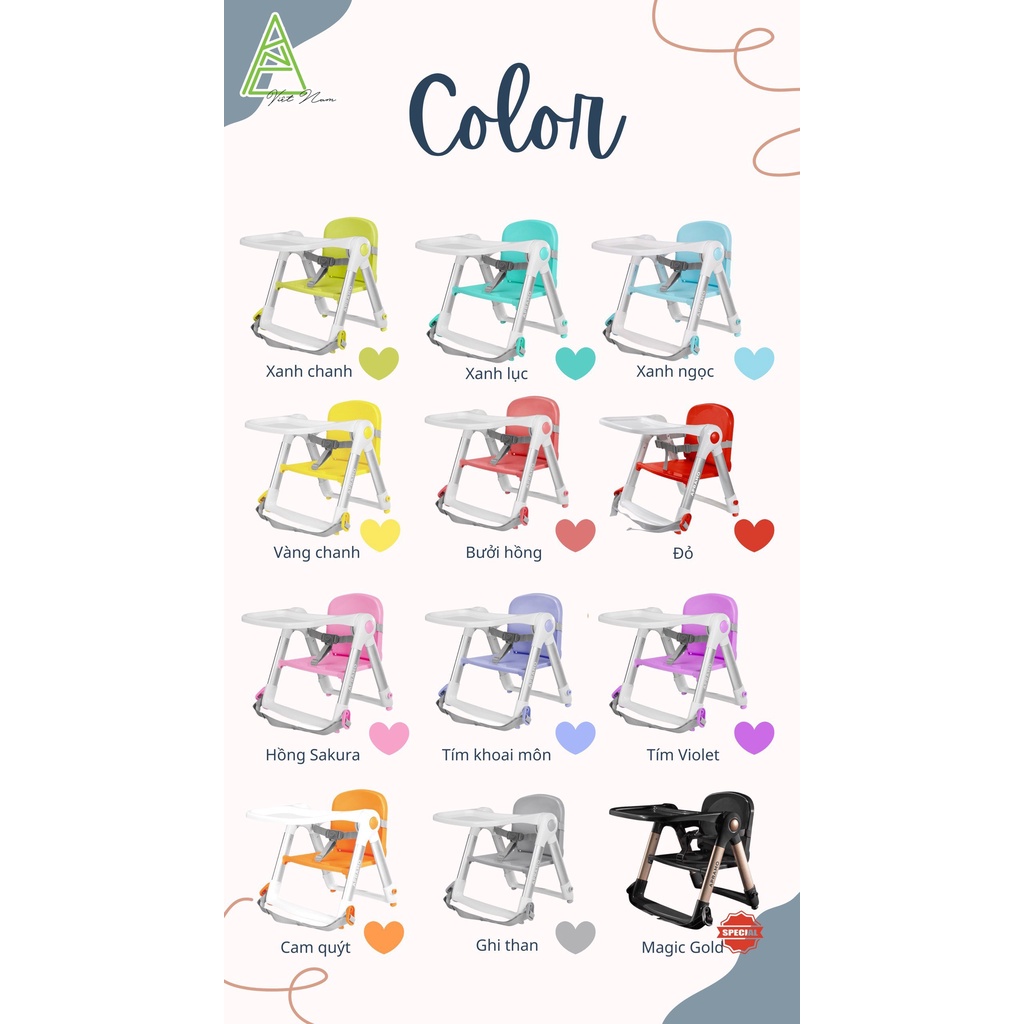 Ghế ăn dặm gấp gọn siêu nhẹ cho bé Apramo Flippa