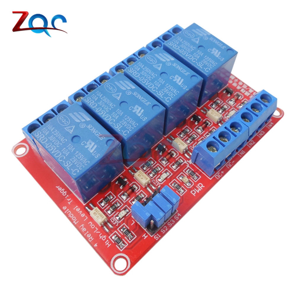 Bảng Mạch Mô-Đun Rơ Le 4 Kênh 5V 12V 24V