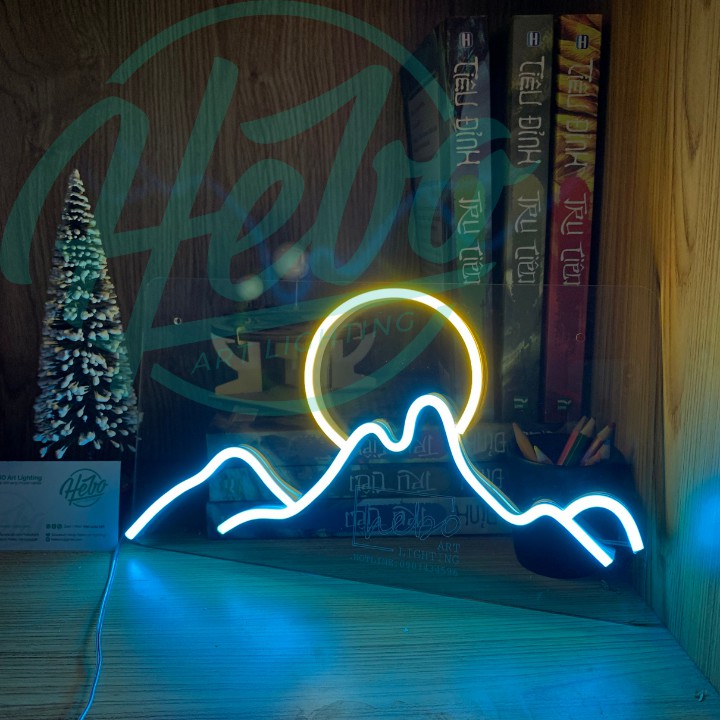 Đèn Trang Trí Neon Sign Hình Núi Và Trăng