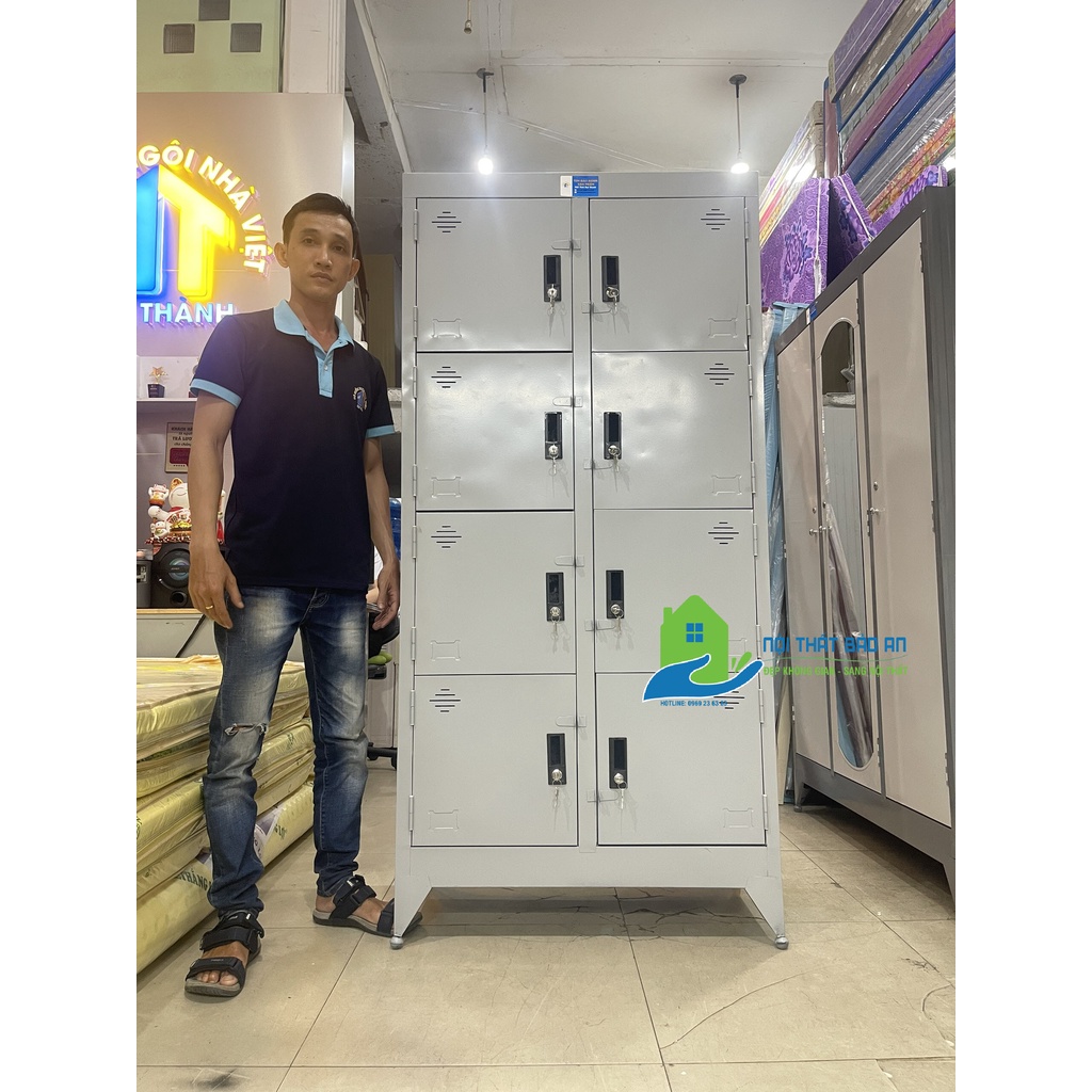 Tủ hồ sơ 8 cánh sơn dầu đẹp - Tủ tài liệu - tủ đồ cá nhân giá rẻ tại xưởng BA