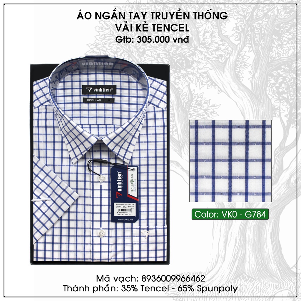 Áo Sơ Mi Ngắn Tay Sọc Caro Vạt Ngang Form Regular Vĩnh Tiến 305.5 | BigBuy360 - bigbuy360.vn