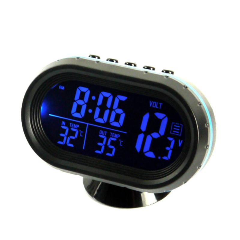 xinp✨Digital Car LCD Clock Voltmeter Thermometer Battery Voltage Temprerature Monitor DC 12V-24V Freeze Alert