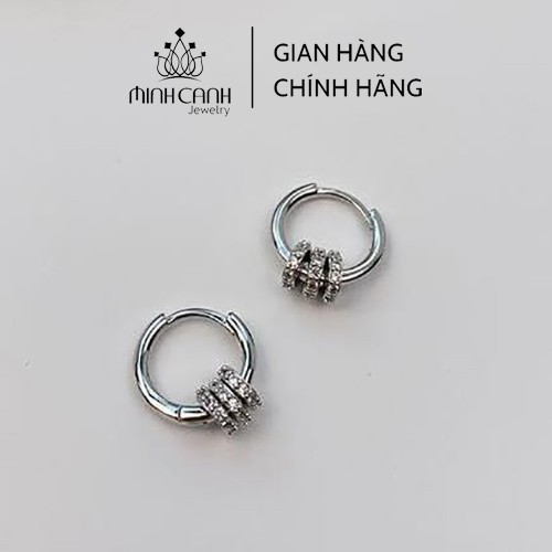 Bông Tai Bạc 3 Vòng Đá Nhỏ - Minh Canh Jewelry