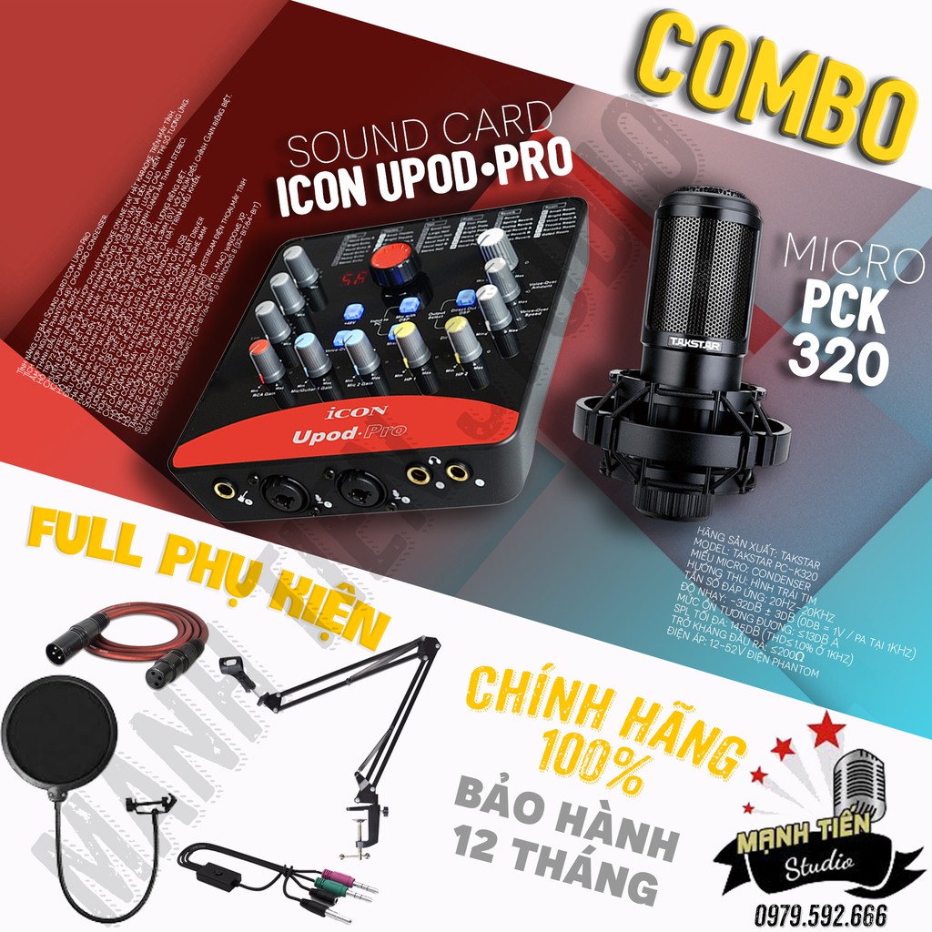 [COMBO HOT] Bộ combo micro Takstar PC-K320 + Soundcard ICON UPOD, thu âm , hát karaoke, livestream fb - CHÍNH HÃNG