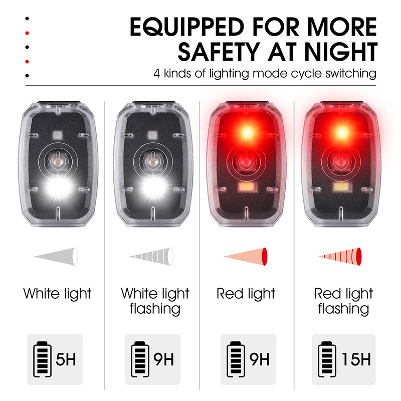 Đèn gắn đuôi xe đạp mini WEST BIKING chống nước sạc bằng cổng USB 2 màu đèn 4 chế độ