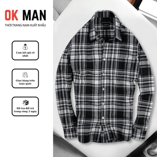 Áo sơ mi nam vải da kẻ caro, form slimfit, 3 màu, chất liệu cotton, OkMan - SMDT