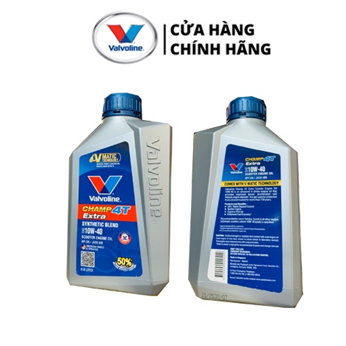 Nhớt Xe Tay Ga Cao Cấp Valvoline Cham 4T Extra Scooter 10W40/MB 0.8L-1L