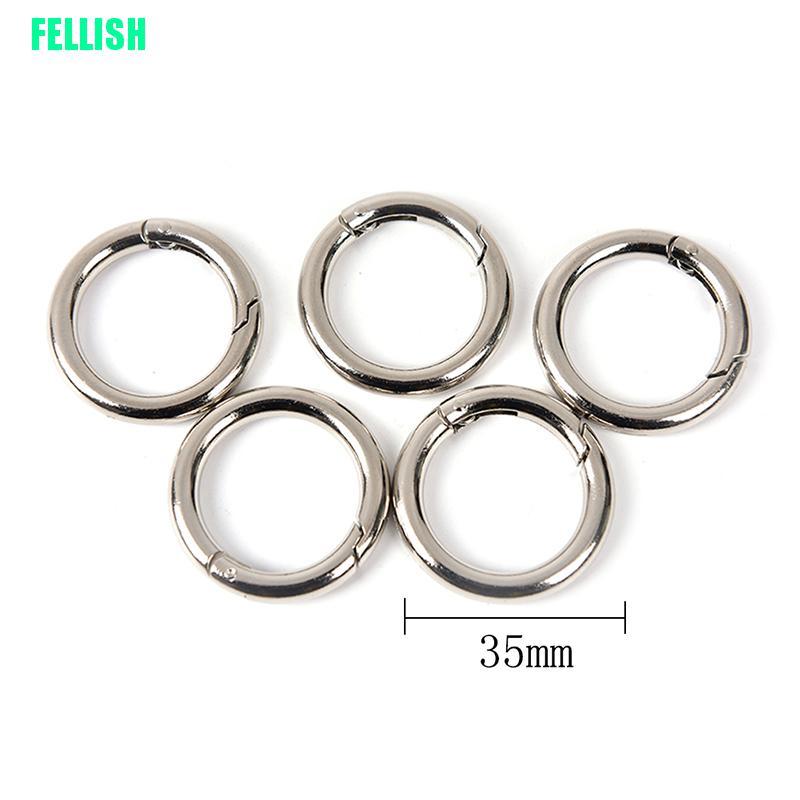 Bộ 5 móc khóa tròn bằng chất liệu kim loại kích thước 3.4cm