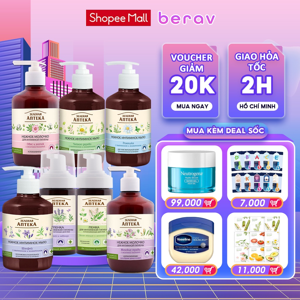 Dung Dịch Vệ Sinh Phụ Nữ Zelenaya Apteka Kháng Khuẩn, Cân Bằng Độ pH 370ml