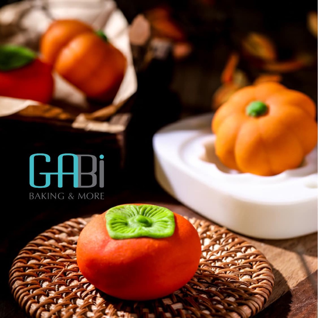 Khuôn ép bánh trung thu hình quả hồng/bí ngô