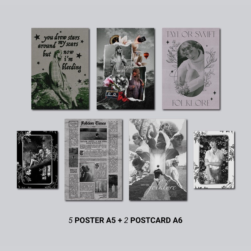 Bộ poster trang trí tường Smile More decor theo album Folklore của Taylor Swift