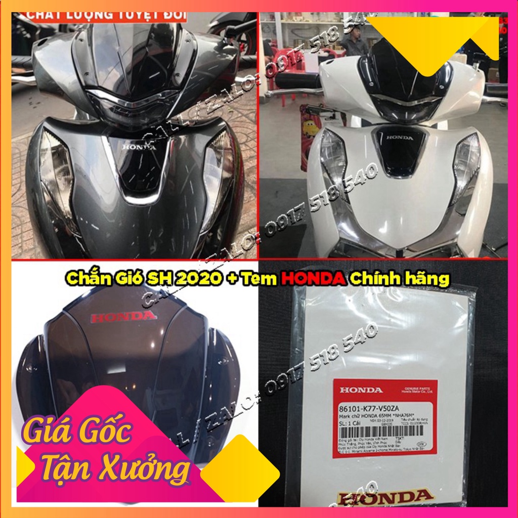 Chắn Gió Sh 2020 - SH 2021 - Sh 2022 Nhựa Trong Suốt + Tem HONDA Chữ Đỏ Chính Hãng (Ảnh Sp thật)