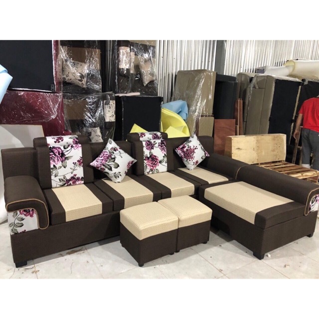 Sofa nỉ 3 tay (Tặng bàn kính + 2 đôn 2 gối)