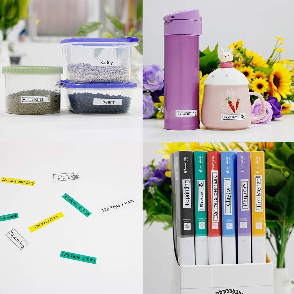 Băng dán nhãn nhiều lớp Brother P-Touch TZe TZ 231 131 631 tương thích, dành cho Máy dán nhãn Ptouch PT-H107B PT-H110 PT-E110VP PT-D210 PT-P300BT PT-D450 PT-D600 PT-P700 PT-P750W