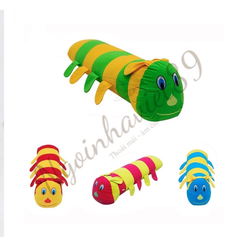 Gối thú ôm hình con sâu 75x25 cm, thú nhồi bông cho bé