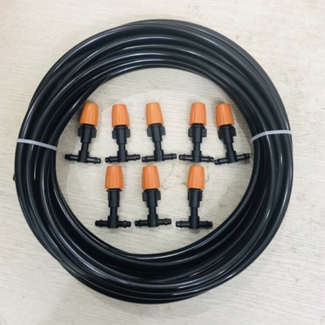 10 bộ béc đơn phun sương cam gắn ống 6mm(tặng 5 mét dây 6mm)