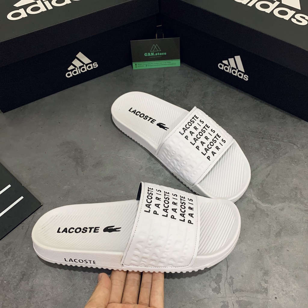 <3 Dép Lacoste Trắng Chính Hãng ️🥇 New :)) S <3 . . 2020 K . : : ' ^