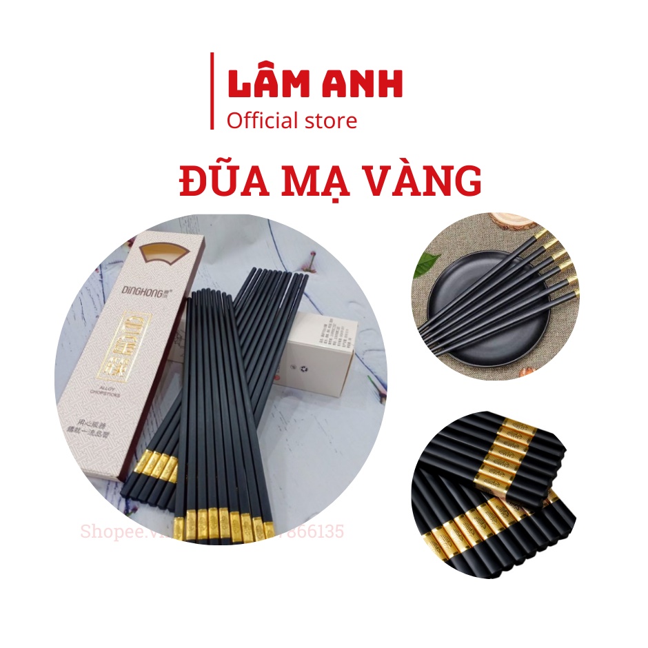 Bộ 10 đôi đũa mạ vàng Hàn Quốc cao cấp