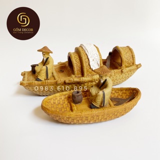 Thuyền Câu Cá Trang Trí Tiểu Cảnh, Bể Cá, Hòn Non Bộ