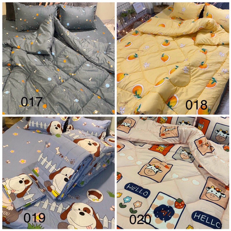 Trọn bộ 5 món ga gối chăn phao Poly Cotton có ruột bông dày loại 1 mẫu mới 2021 ( nhắn chọn mẫu ) | BigBuy360 - bigbuy360.vn