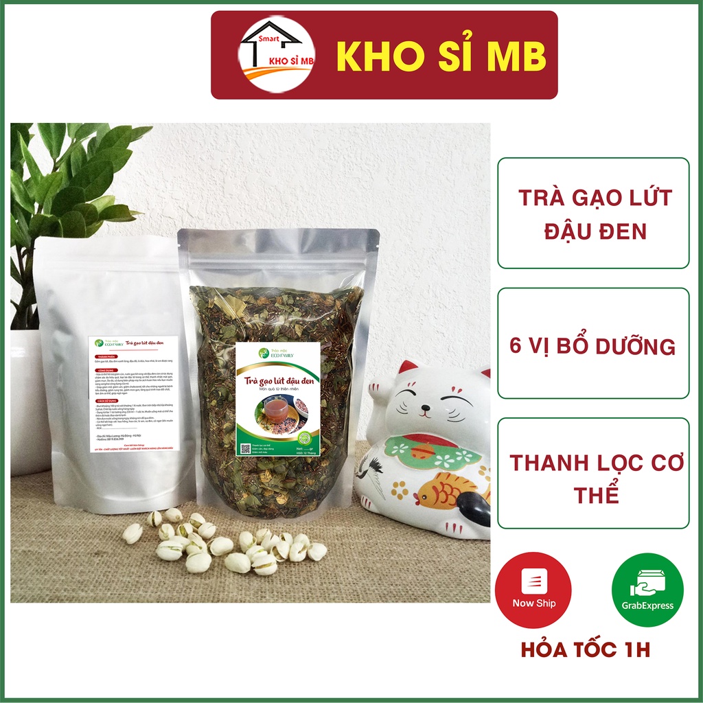 trà gạo lứt huyết rồng 6 vị hỗ trợ giảm cân, trà hoa ngũ cốc gồm gạo lứt, đậu đen xanh lòng, đậu đỏ, lá dứa, hoa nhài