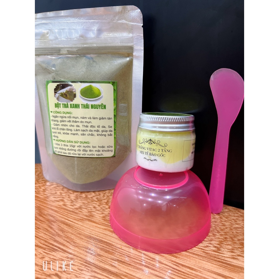 Ủ trắng vitac 2 tầng mix tế bào gốc( tặng bột trà xanh thìa)