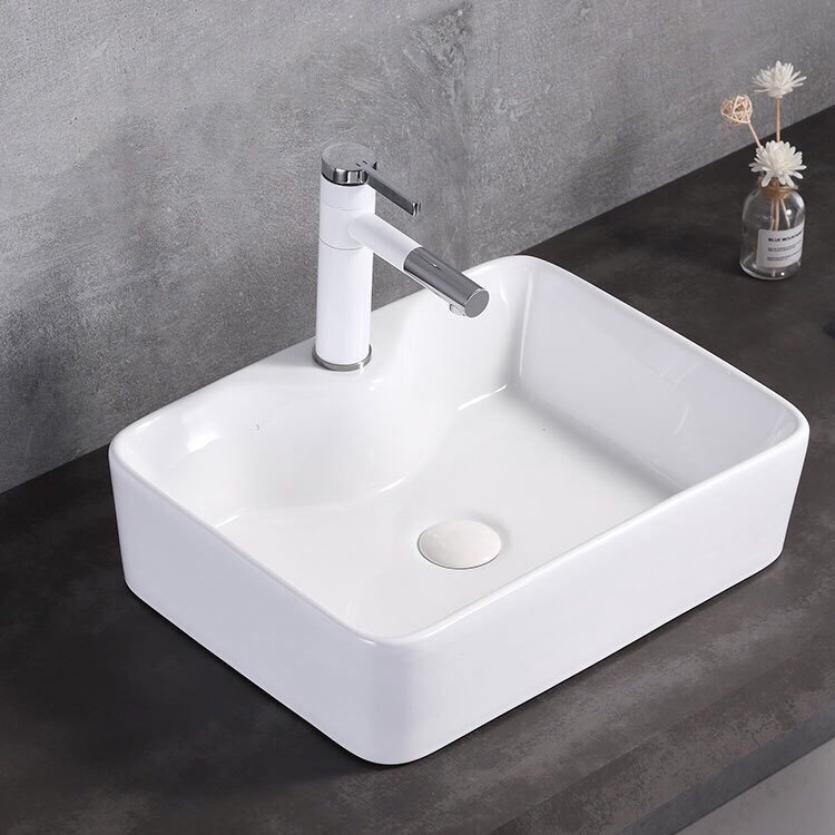 Vòi Lavabo, vòi chậu rửa mặt nóng lạnh điếu mỏ xi sơn tính điện Trắng Bạc chất liệu đồng cao cấp