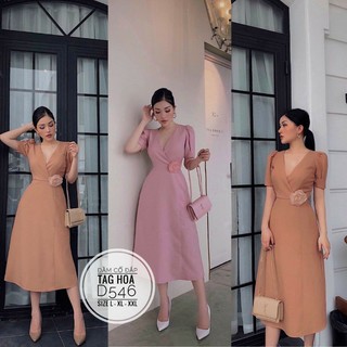 Đầm big size cổ đắp tag hoa từ 60kg-90kg