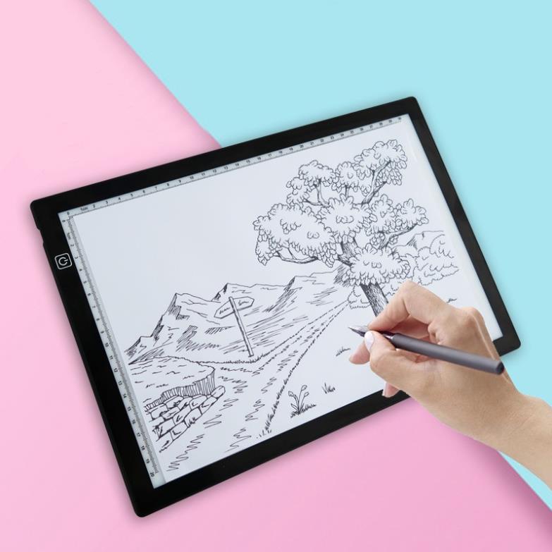 Bảng Vẽ Đèn LED 3 Cấp Độ Hắt Siêu Sáng Có Viền Thước Kẻ Khổ A4  Hangnoidiagiare88