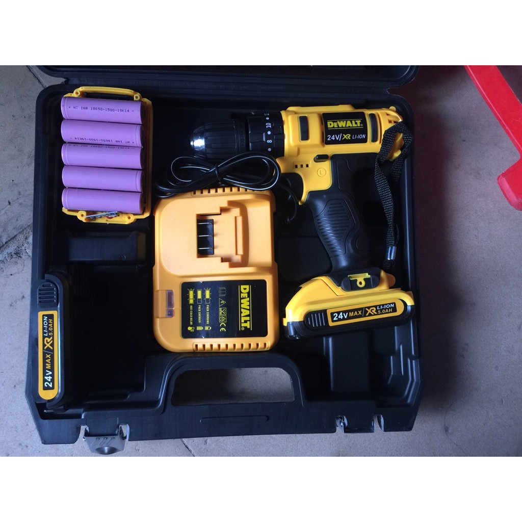 Máy Khoan Tường, Bê Tông DEWALT 24V Có Búa - [ TẶNG Phụ Kiện 22 Chi tiết ] - Pin 5 Cell - Máy Bắt Vít - Máy Bắn Tôn