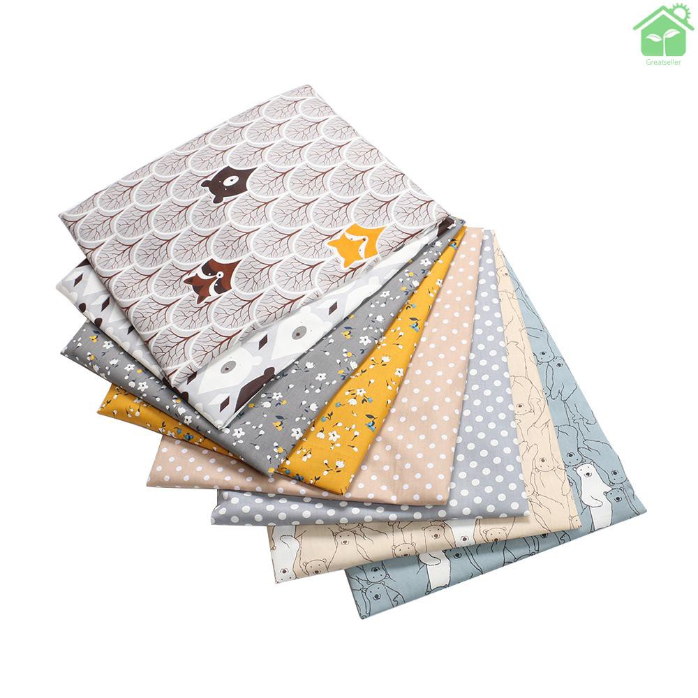 Set 8 Tấm Vải Cotton 40x50cm In Họa Tiết Hoa Dùng Để May Vá Diy