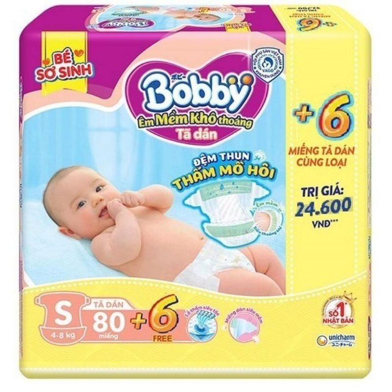 Miếng lót và tã sơ sinh Bobby Nb1-108/Nb2-60/XS72/S56/S80