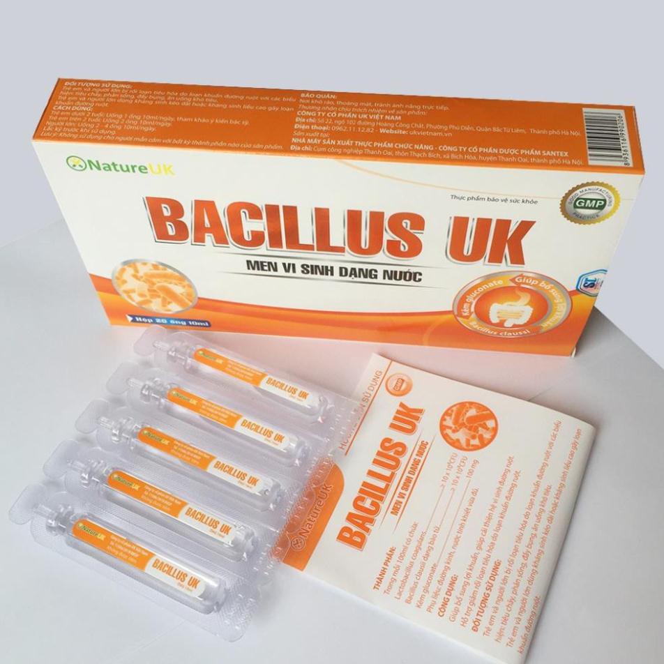 Men tiêu hóa cho bé, men vi sinh có bổ sung kẽm Bacillus UK - Giúp bổ sung lợi khuẩn, giảm rối loạn tiêu hóa -Hộp 20 ống