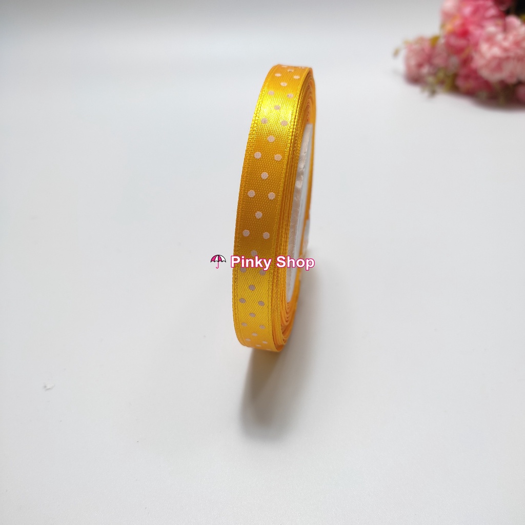 [1 mét] Ruy băng chấm bi 1 cm lụa vải nhiều màu làm nơ, gói quà làm phụ kiện handmade Pinky Shop