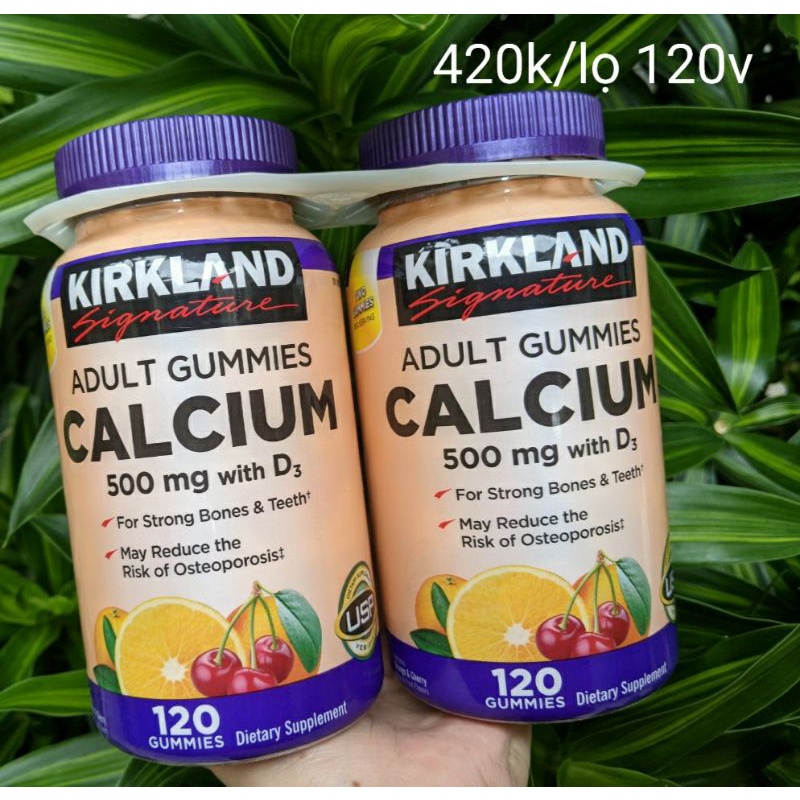 Kẹo dẻo Canxi dành cho người lớn Adult Gummies Calcium 500mg with D3 của Kirkland