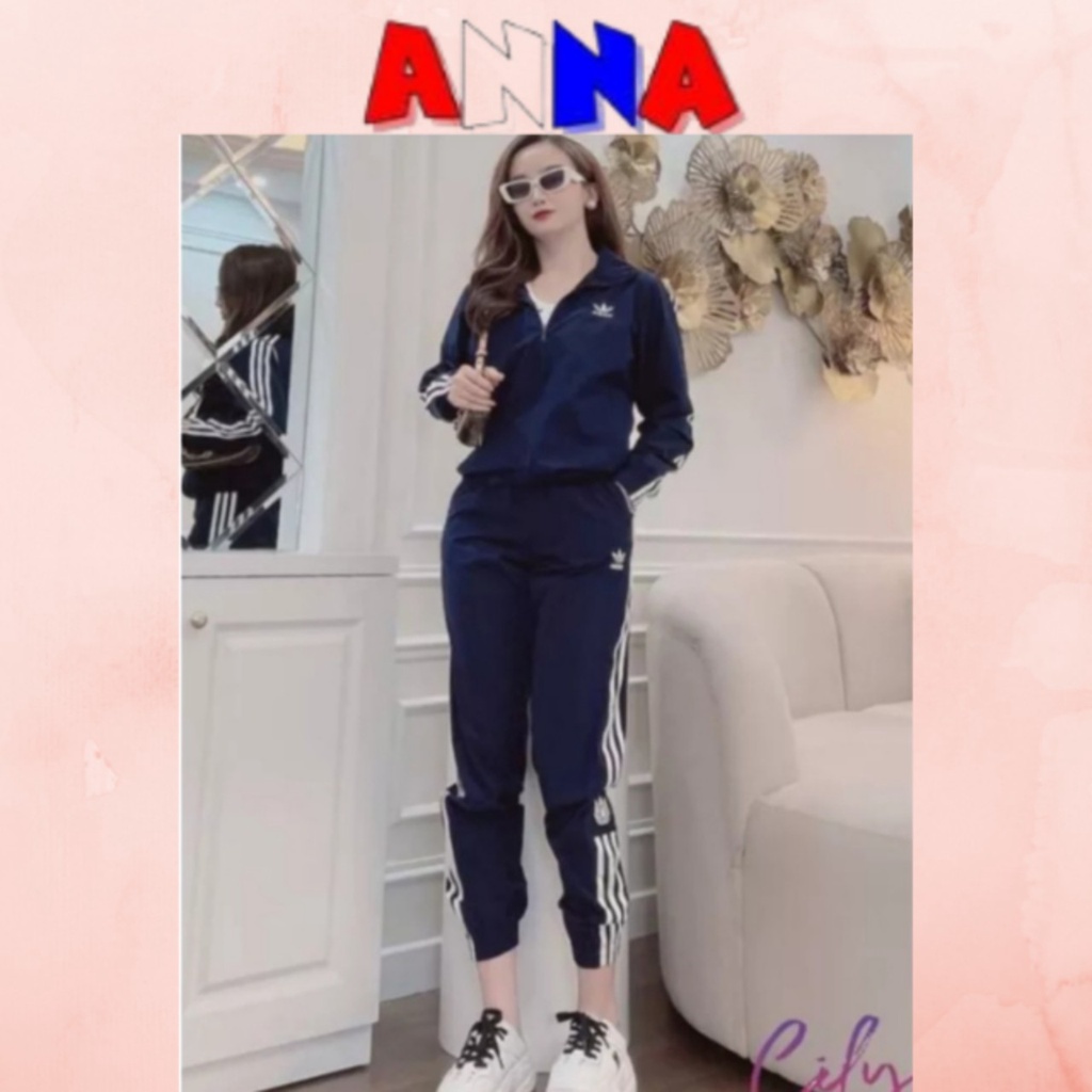 Bộ thể thao Adidas nữ sét bộ thu đông, quần bo ống chất umi dày mịn siêu đẹp  ANNA-FASHION