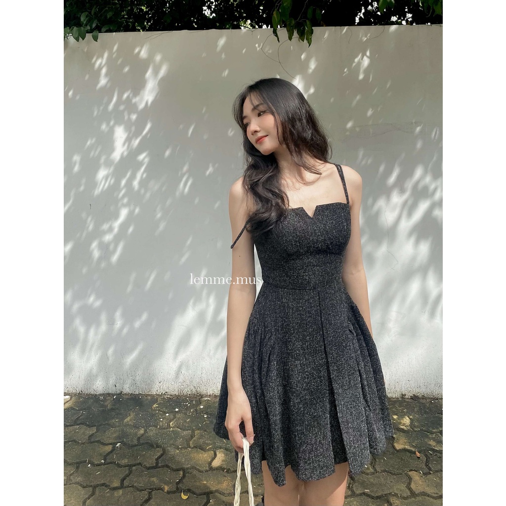 MUS MILA DRESS - Đầm Tiệc Hai Dây Rớt Vai Cúp Ngực Tùng Váy Xếp Li Phồng Xoè