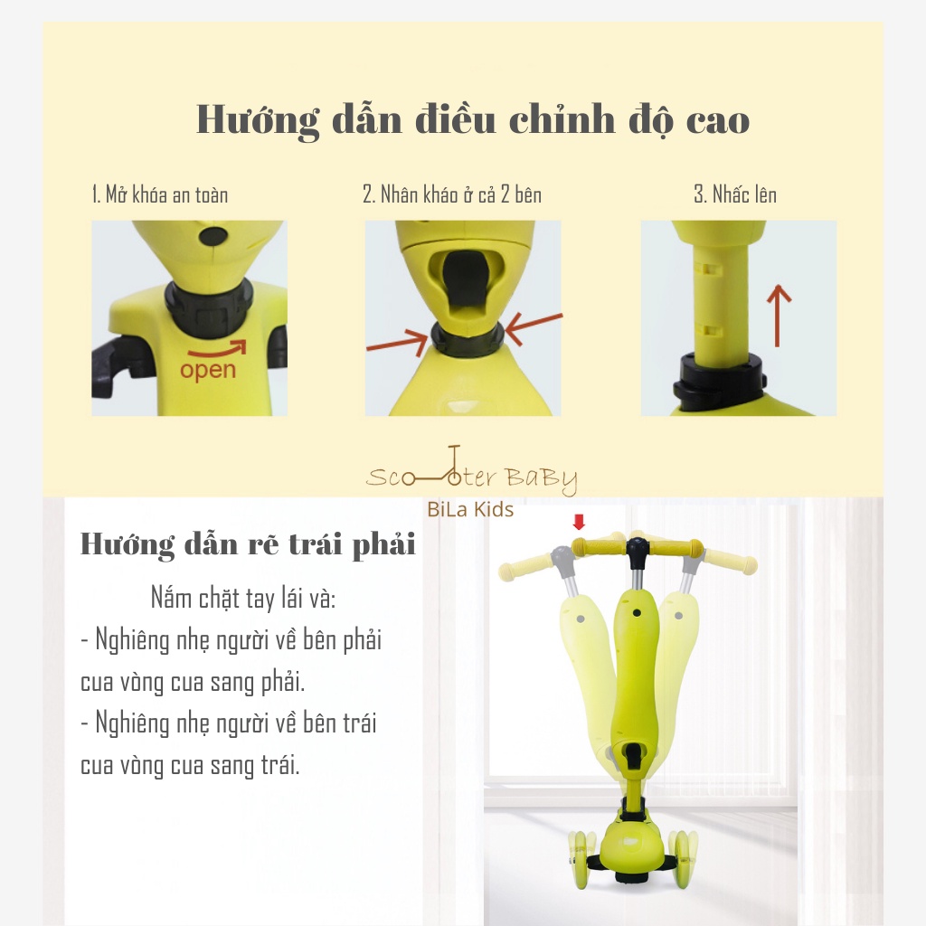 Xe Scooter cho bé PETER PAN 3IN1 Có Tay Đẩy, Vòng Bảo Vệ - Xe Trượt chòi chân Cho Bé 1-5 tuổi-Scoot and ride