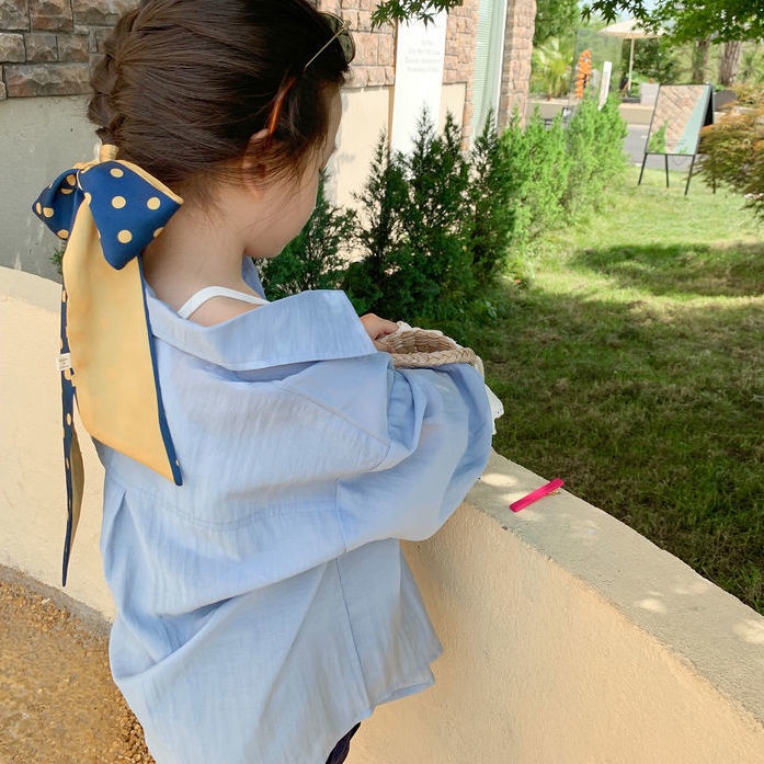 [Hàng Có Sẵn Bán Chạy] Áo Sơ Mi Cotton Lanh Dáng Rộng Cỡ Vừa Và Vừa Phong Cách Hàn Quốc Thời Trang Mùa Hè Dành Cho Bé Gái