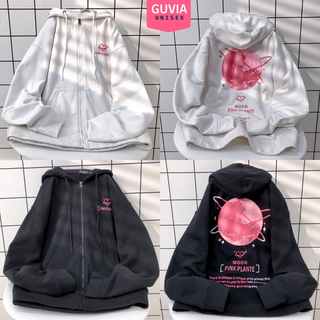 Áo khoác Hoodie nỉ FE PINK PLANTE MOON Dây Kéo form rộng ulzzang Unisex áo nỉ bông nữ AKN24 Guvia | BigBuy360 - bigbuy360.vn