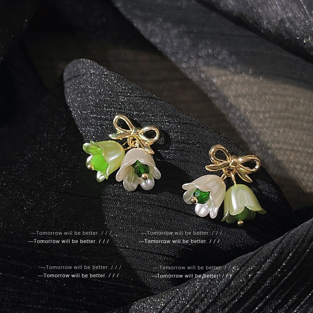 Đôi Bông Tai Hoa Tulip Thắt Nơ Thời Trang Hàn Quốc