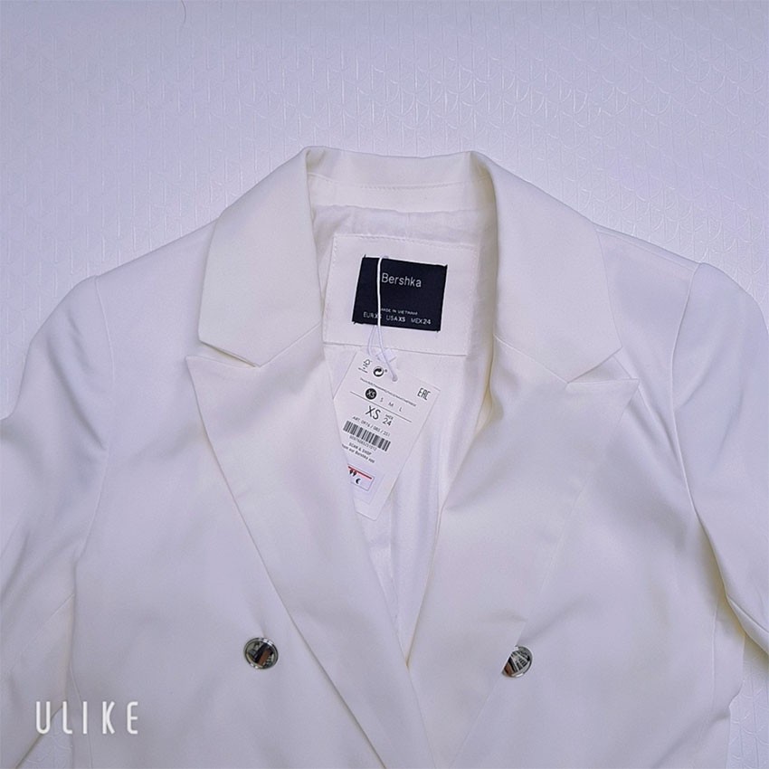 [CÓ VIDEO] Áo vest nữ Blazer , Áo blazer Bershka màu trắng kem xuất dư , xịn full tem mác chíp . Fula