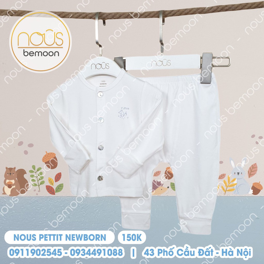 Bộ cài thẳng Nous pettit newborn trắng (cáo)