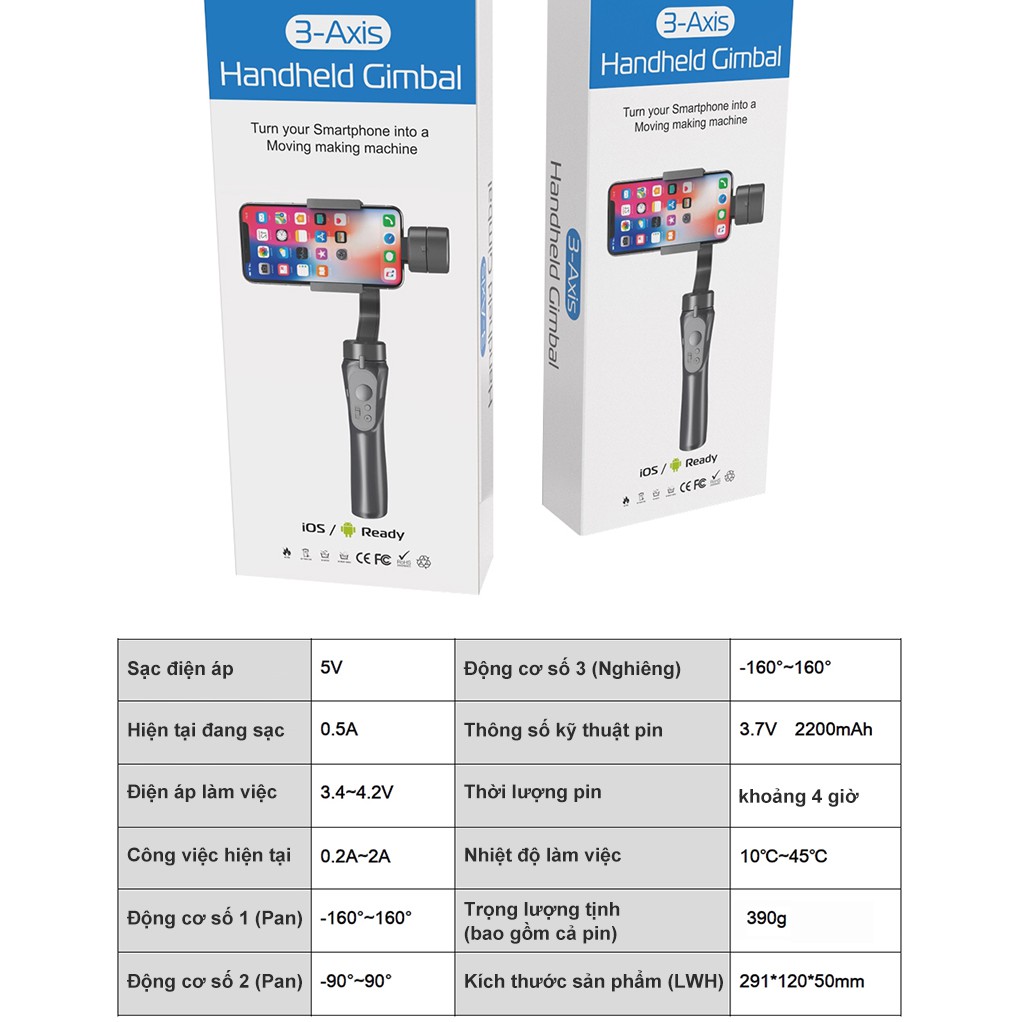 Gimbal cầm tay chống rung cho điện thoại-Tay Cam Quay Phim -NBH4YT | BigBuy360 - bigbuy360.vn