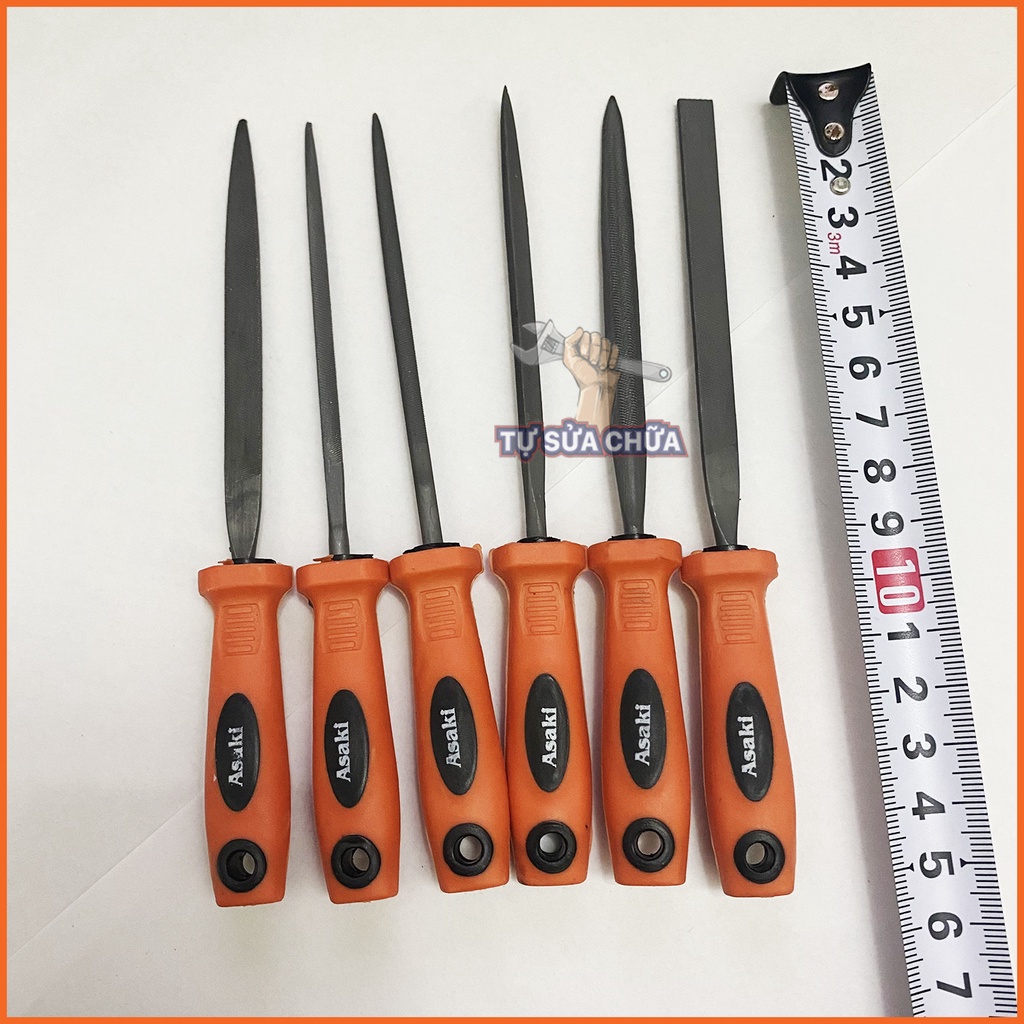 Bộ 6 dũa mài kim loại hợp kim 4x160mm Asaki AK-3899, bộ giũa mài đa năng thép carbon T2 chống mài mòn, dũa mini cao cấp