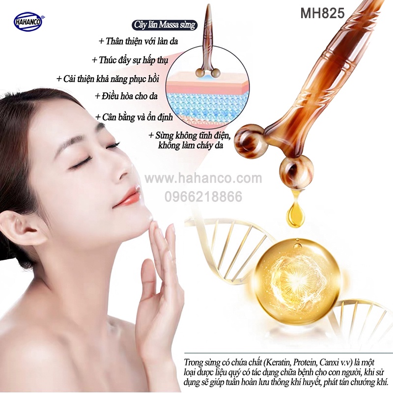 Cây lăn bằng sừng - mát xa 3D nâng cơ mặt và body đa năng/làm đẹp da - MH825