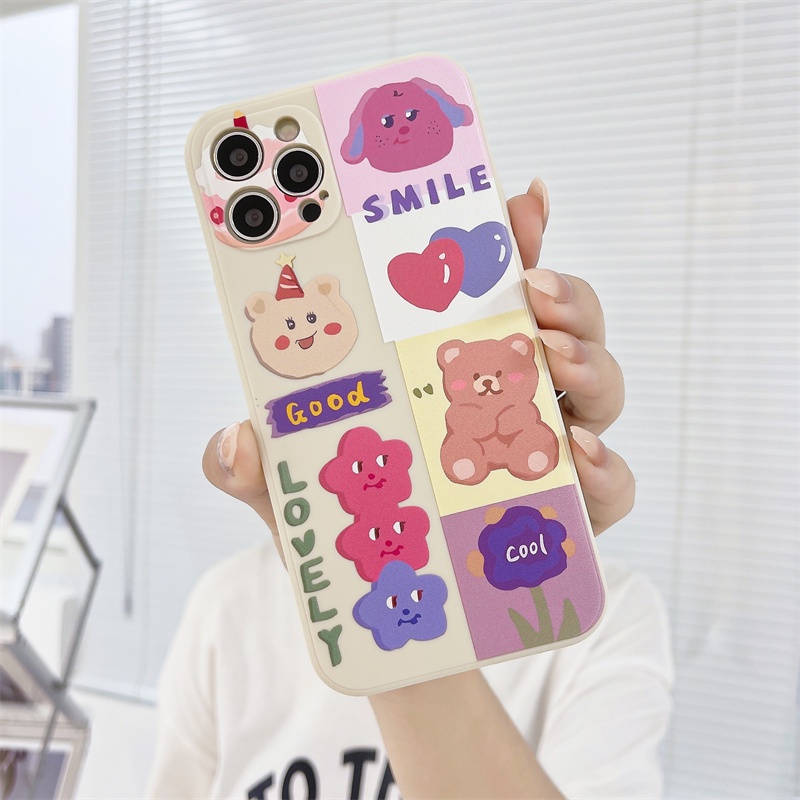 Casing Soft Case Tpu IPhone 12 mini 12 pro max 11 PRO MAX 6 7 6S 8 Plus X XR XSMAX Se 2020 6SPlus 7Plus 6Plus 8Plus XS Realme Motif Korean Cartoon Beruang Lucu Retro Antik TPU Cover