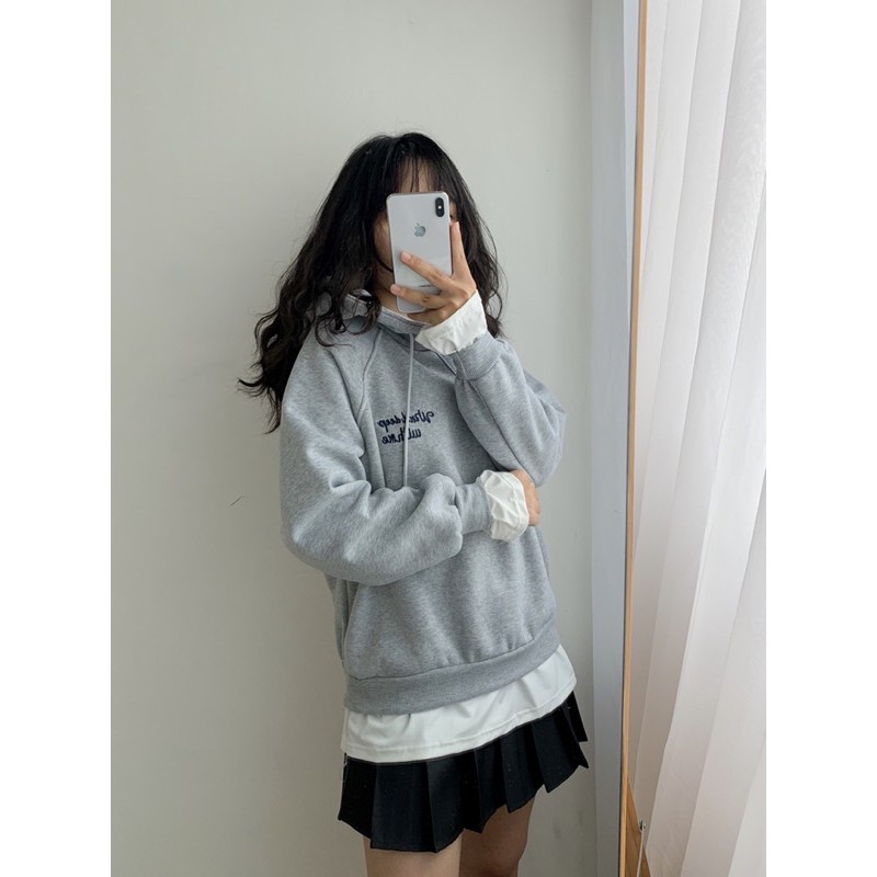 Áo hoodie trơn nỉ bông Hàn Quốc